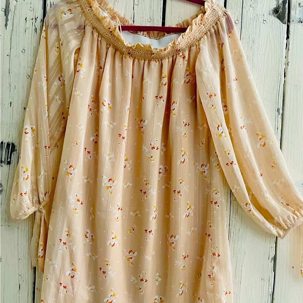 Where Are You From Peach mini dress long sleeves size S
